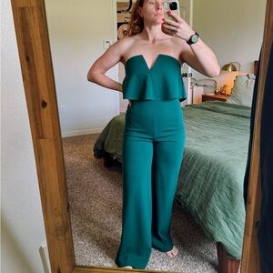 Lulus Power of Love Emerald Strapless Jumpsuit